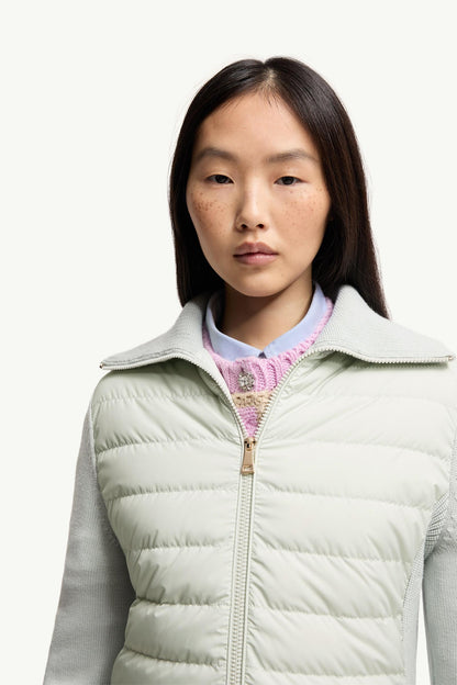 Moncler Padded Wool Zip-Up Cardigan Light Green Light Green