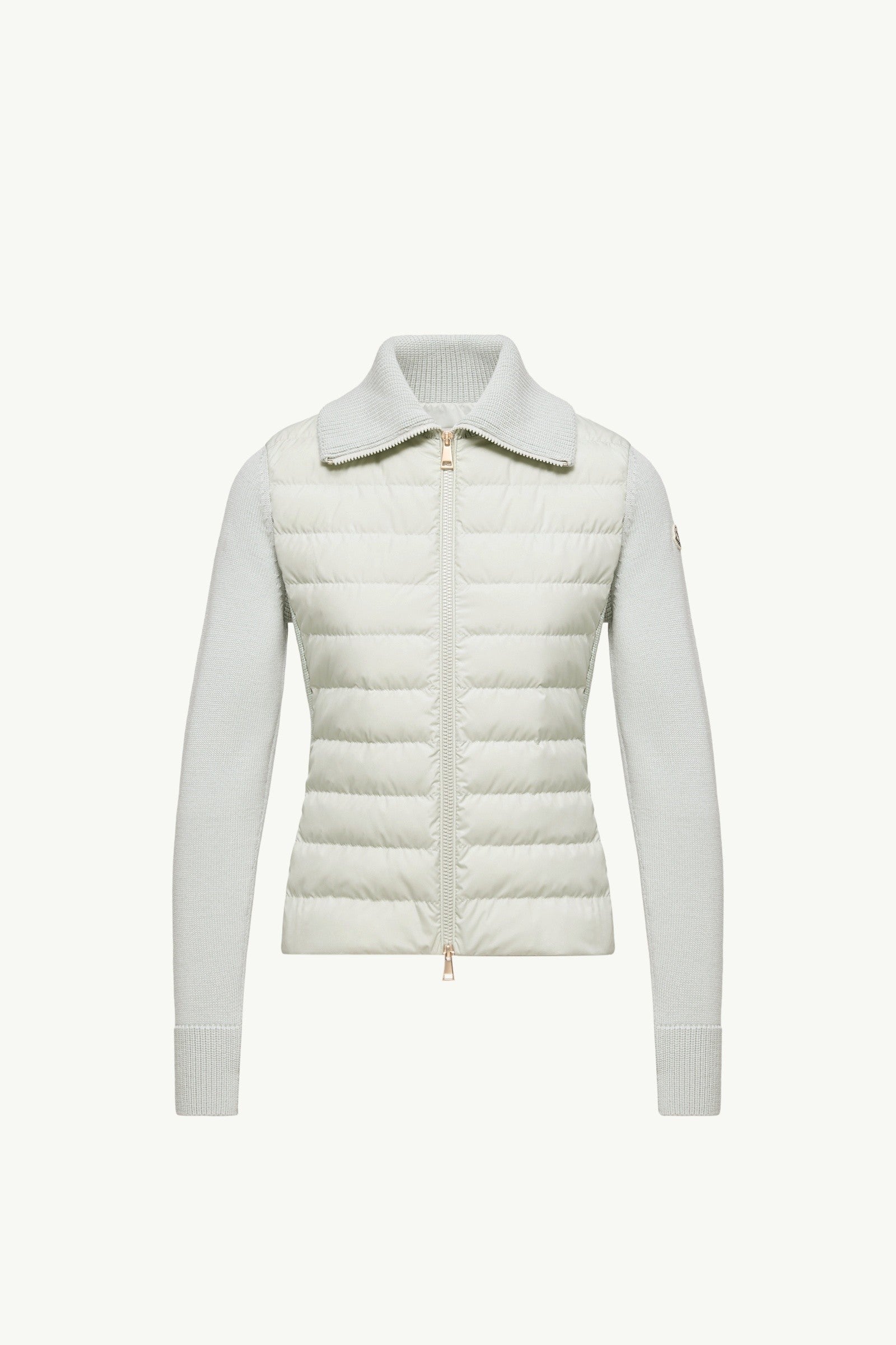 Moncler Padded Wool Zip-Up Cardigan Light Green Light Green