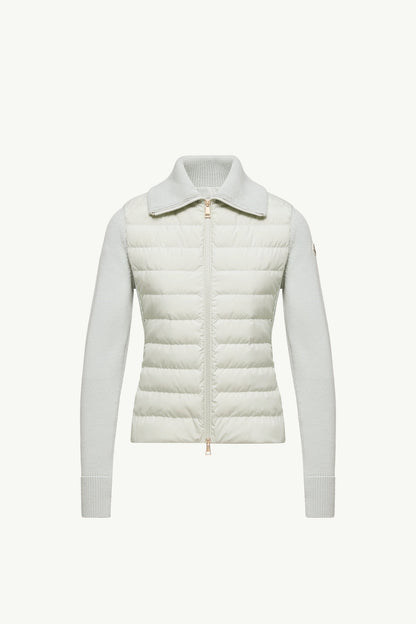 Moncler Padded Wool Zip-Up Cardigan Light Green Light Green
