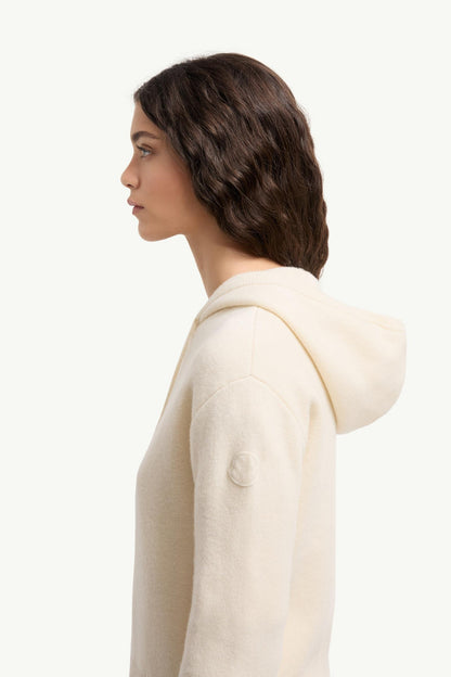 Moncler Cashmere & Wool Zip-Up Hoodie White Ivory White Ivory