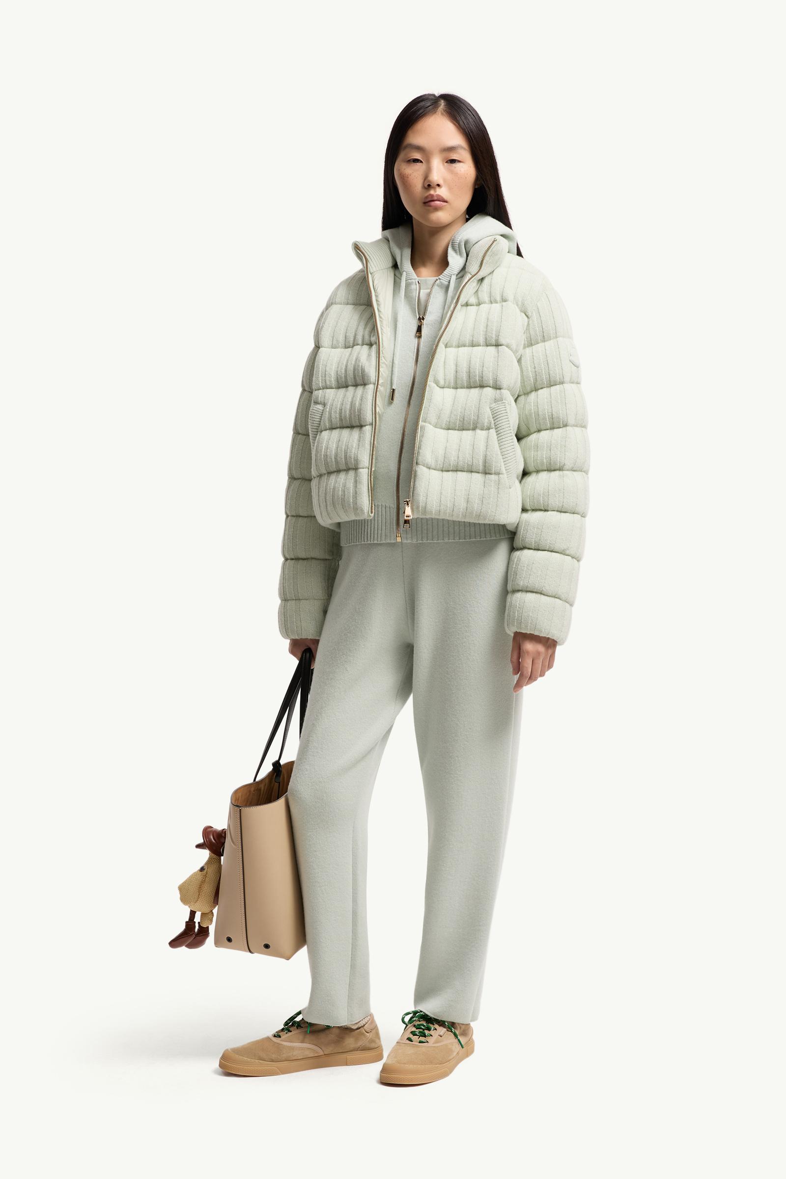 Moncler Cashmere & Wool Zip-Up Hoodie Light Green Light Green