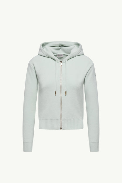 Moncler Cashmere & Wool Zip-Up Hoodie Light Green Light Green