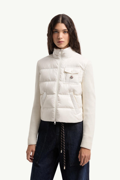 Moncler Padded Zip-Up Wool Cardigan White White