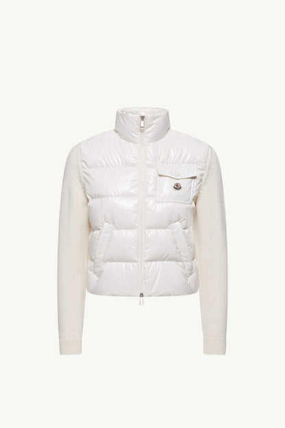Moncler Padded Zip-Up Wool Cardigan White White