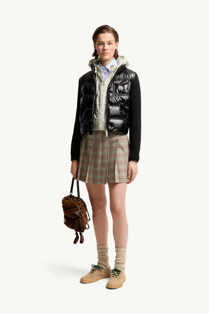 Moncler Padded Zip-Up Wool Cardigan Black Black