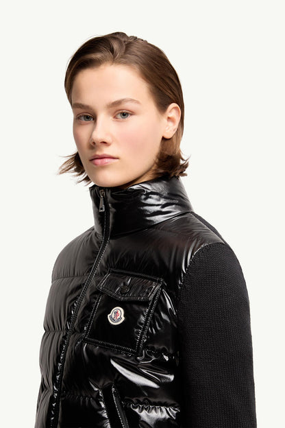 Moncler Padded Zip-Up Wool Cardigan Black Black