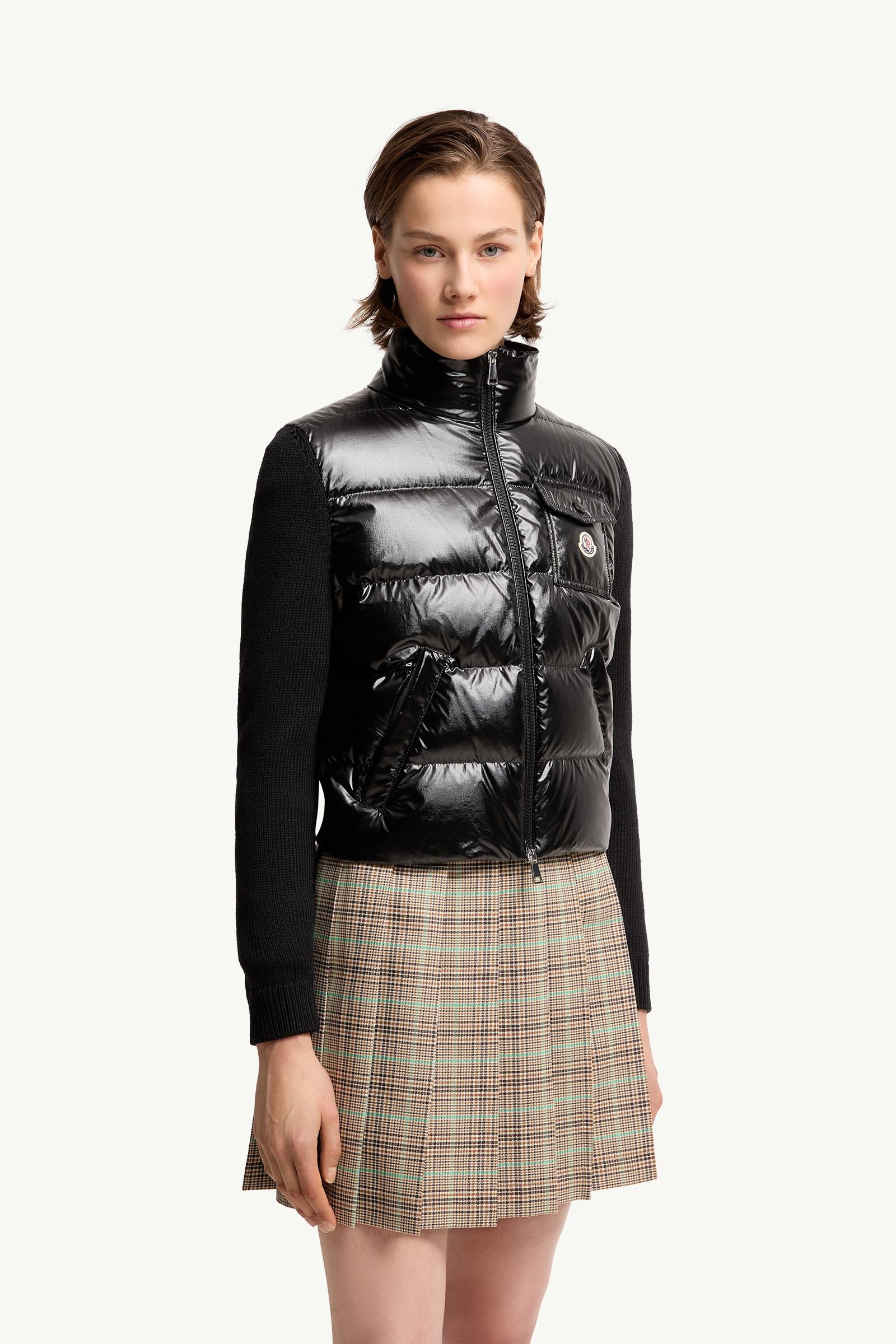 Moncler Padded Zip-Up Wool Cardigan Black Black