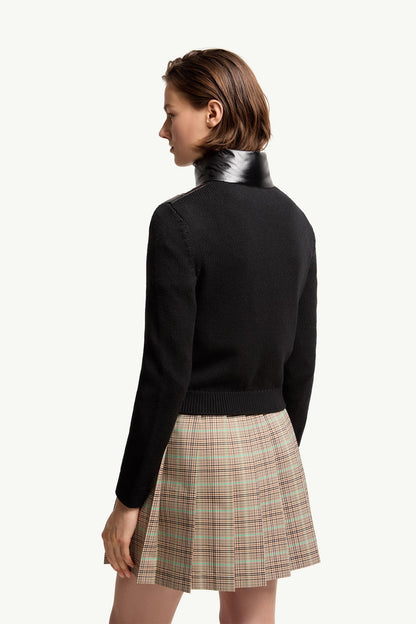 Moncler Padded Zip-Up Wool Cardigan Black Black