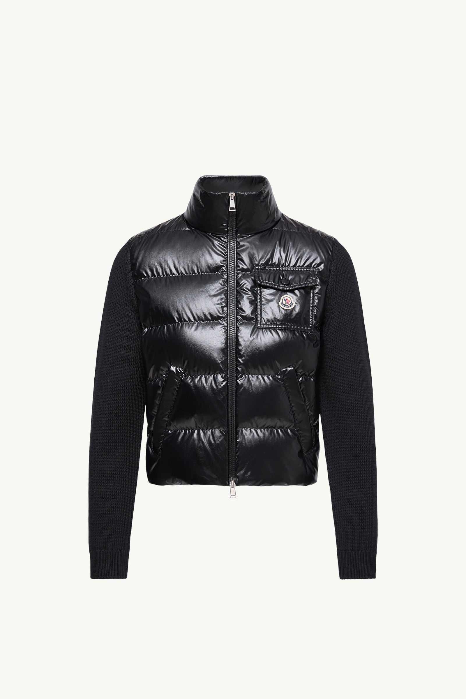Moncler Padded Zip-Up Wool Cardigan Black Black