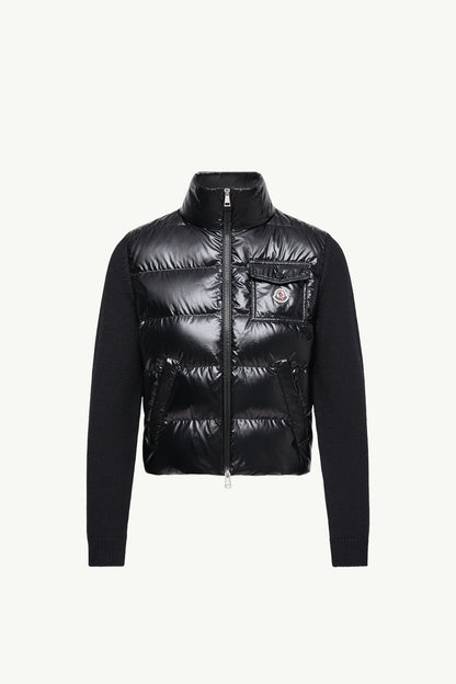 Moncler Padded Zip-Up Wool Cardigan Black Black