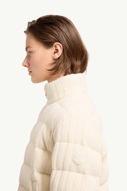 Moncler Wool & Cashmere Blend Padded Cardigan White Ivory White Ivory