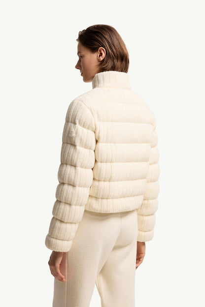 Moncler Wool & Cashmere Blend Padded Cardigan White Ivory White Ivory
