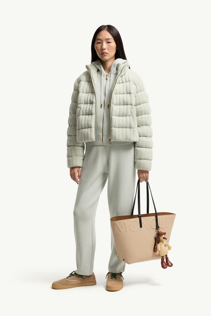 Moncler Wool & Cashmere Blend Padded Cardigan Light Green Light Green