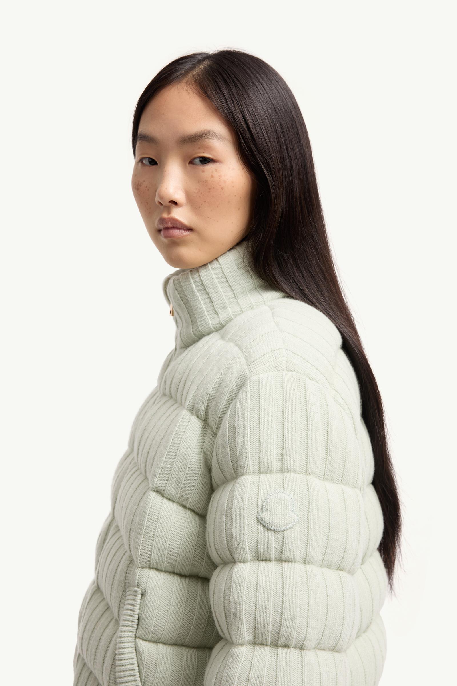Moncler Wool & Cashmere Blend Padded Cardigan Light Green Light Green