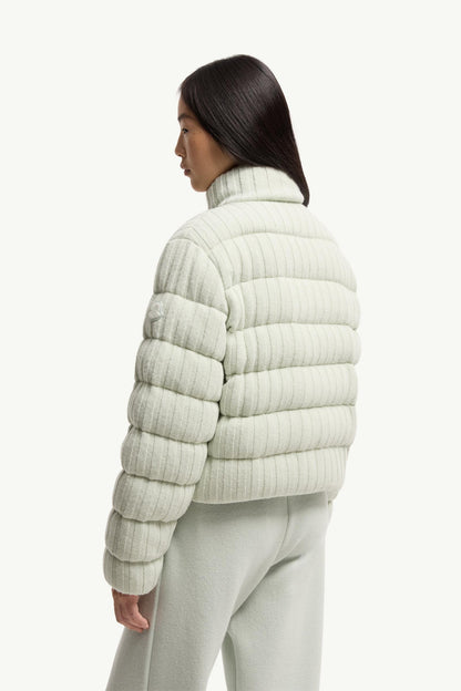 Moncler Wool & Cashmere Blend Padded Cardigan Light Green Light Green