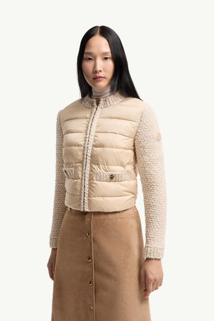 Moncler Padded Zip-Up Cardigan Light Beige Light Beige