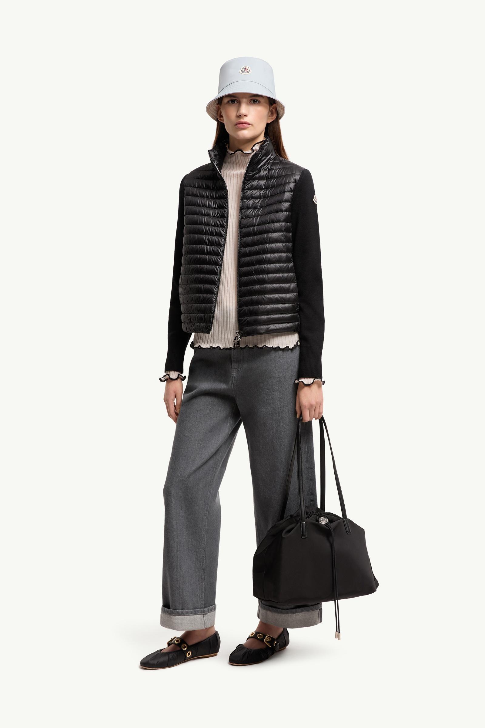 Moncler Padded Wool Zip-Up Cardigan Black Black