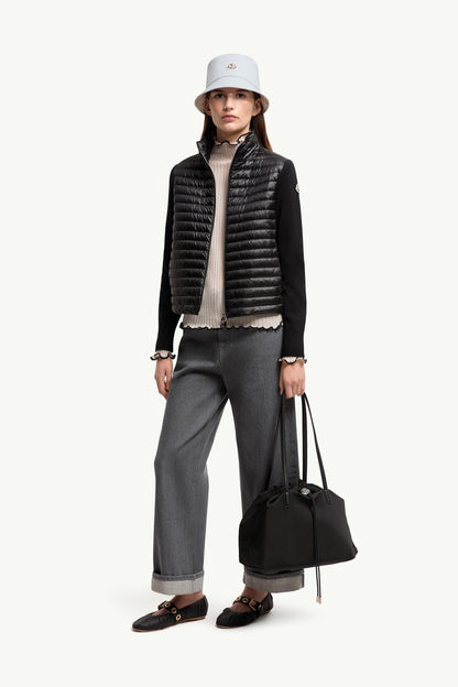 Moncler Padded Wool Zip-Up Cardigan Black Black