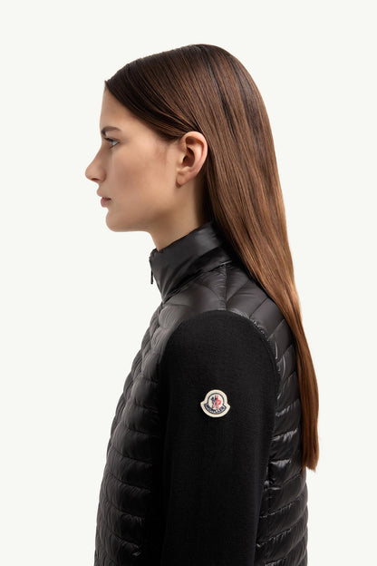 Moncler Padded Wool Zip-Up Cardigan Black Black