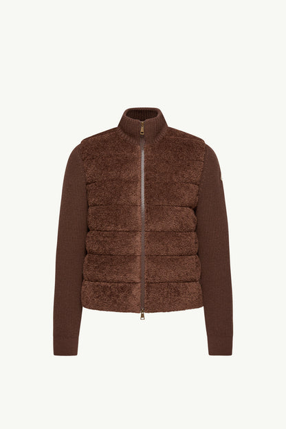 Moncler Padded Teddy & Wool Zip-Up Cardigan Brown Brown