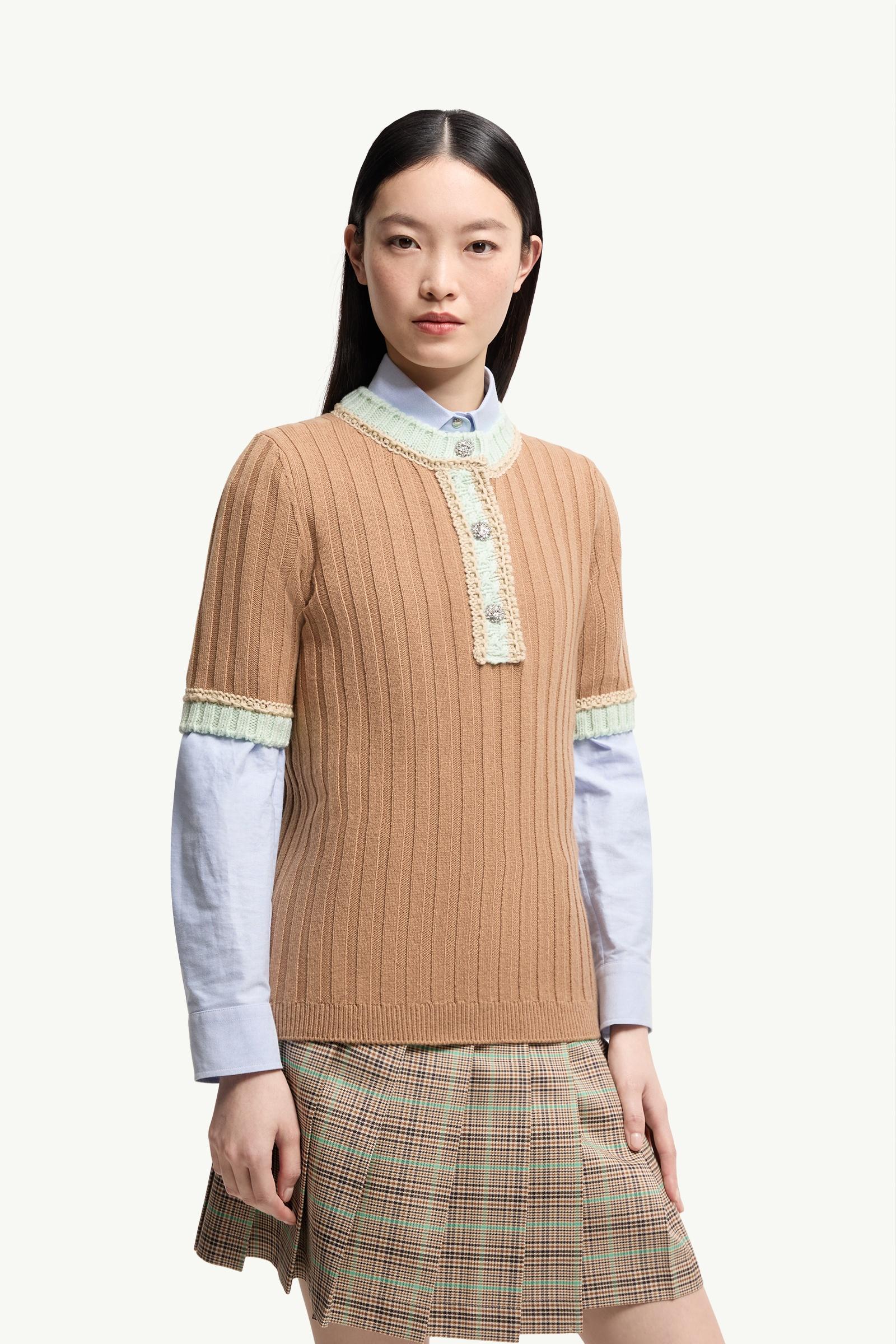 Moncler Jewel Buttons Wool & Cashmere Sweater Camel Beige Camel Beige