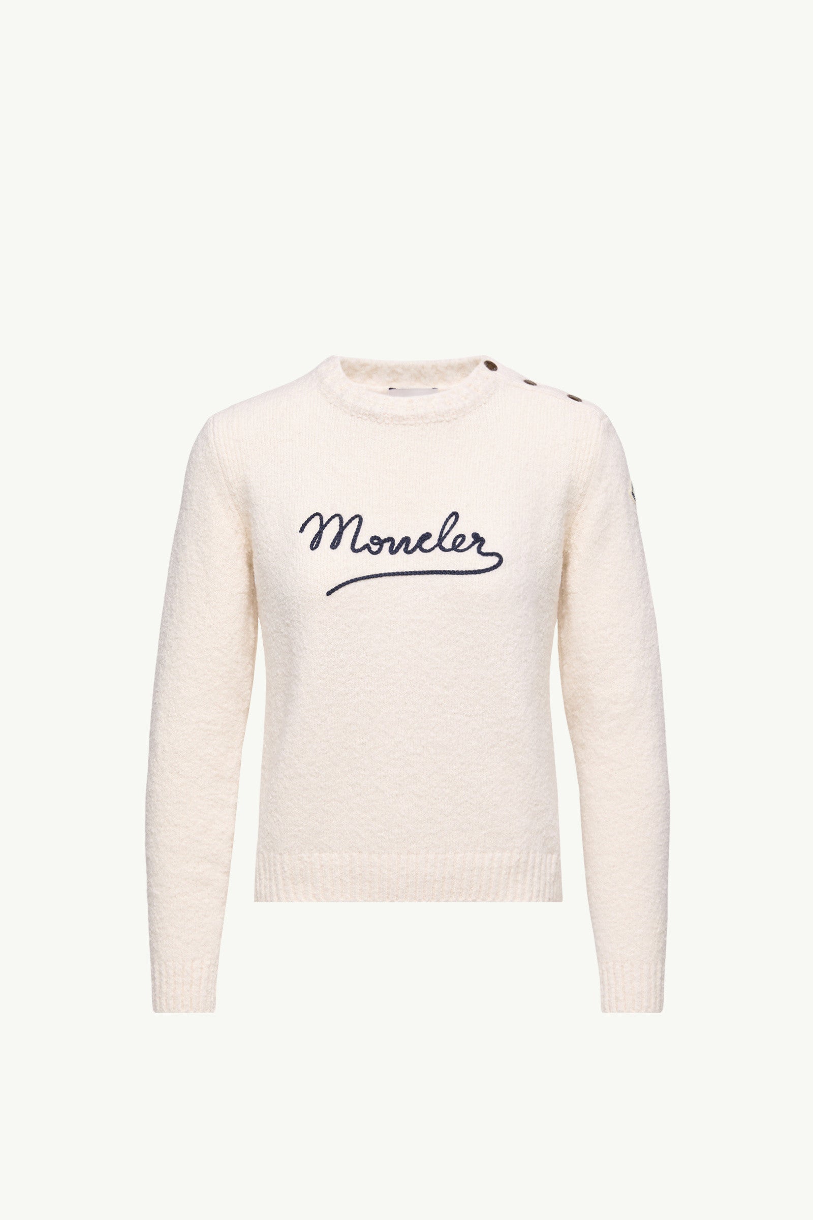 Moncler Embroidered Logo Cotton Blend Sweater White White