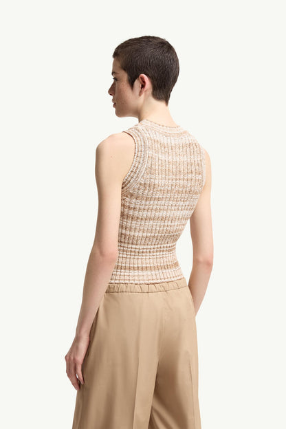 Moncler Striped Tank Top Light Beige Light Beige