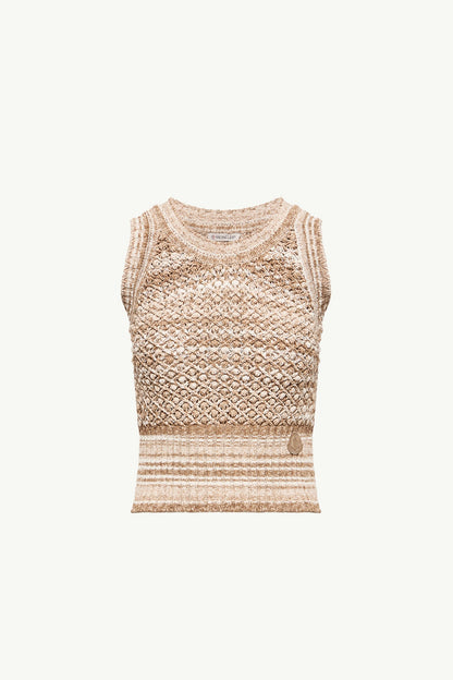 Moncler Striped Tank Top Light Beige Light Beige