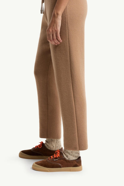 Moncler Wool & Cashmere Blend Cropped Jogging Pants Camel Beige Camel Beige