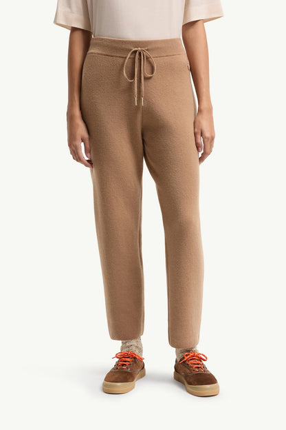Moncler Wool & Cashmere Blend Cropped Jogging Pants Camel Beige Camel Beige