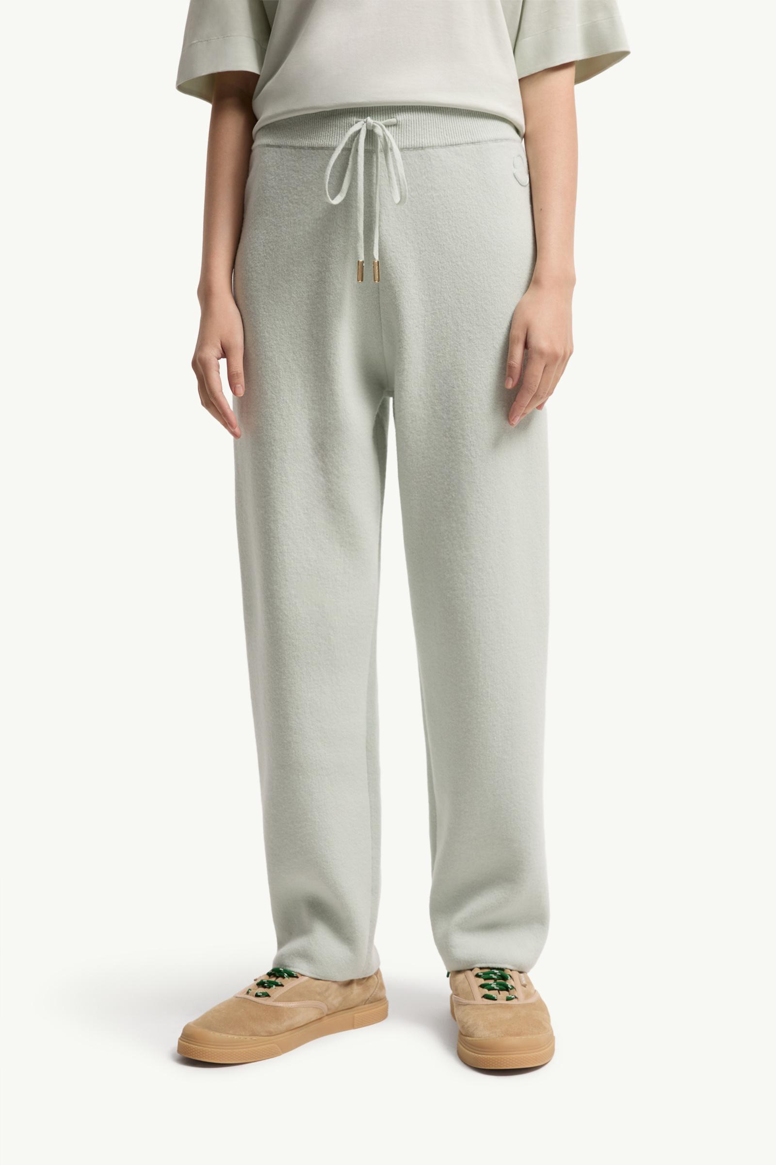 Moncler Wool & Cashmere Blend Cropped Jogging Pants Light Green Light Green
