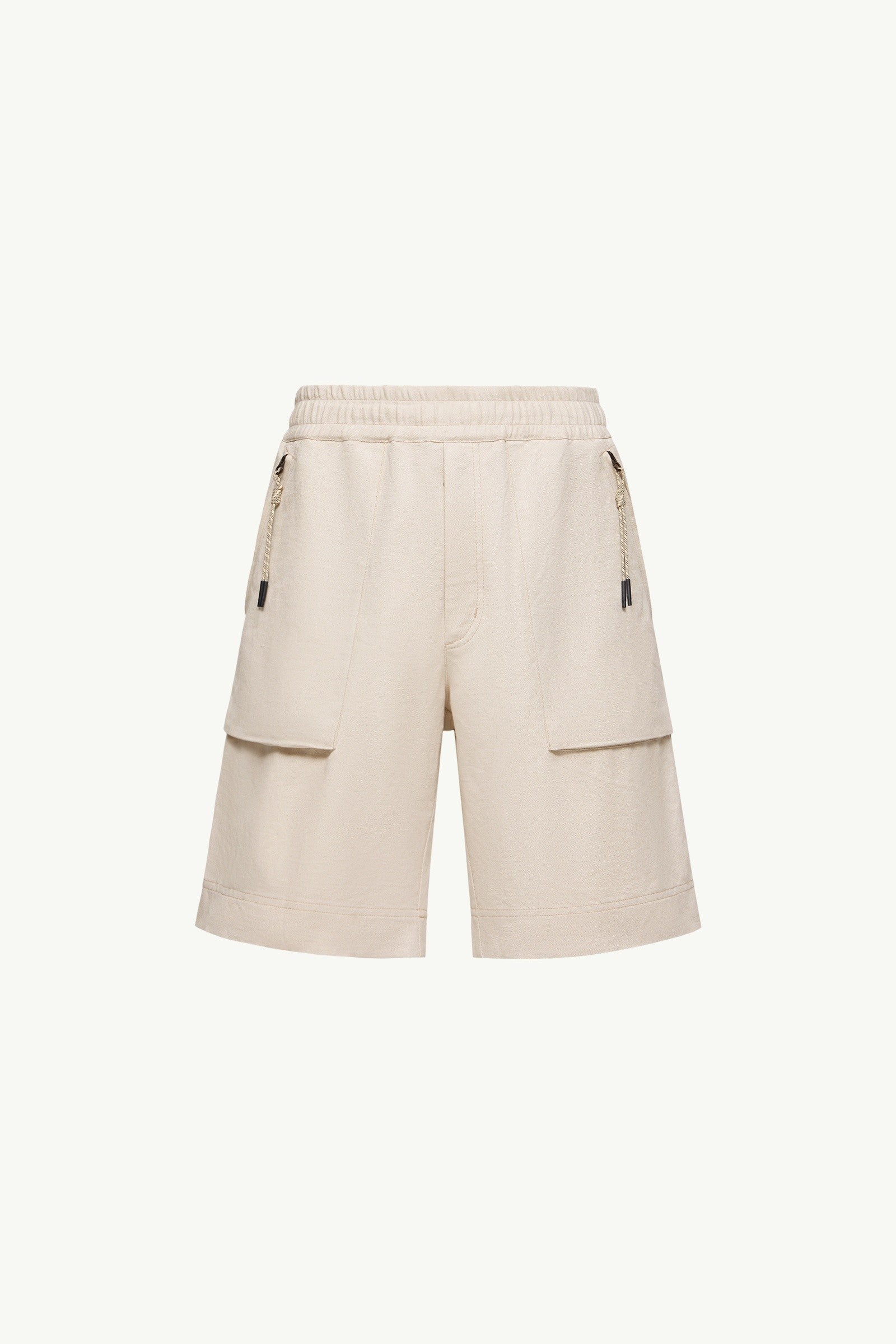 Moncler Cotton & Linen Blend Shorts Grey   Beige Grey   Beige
