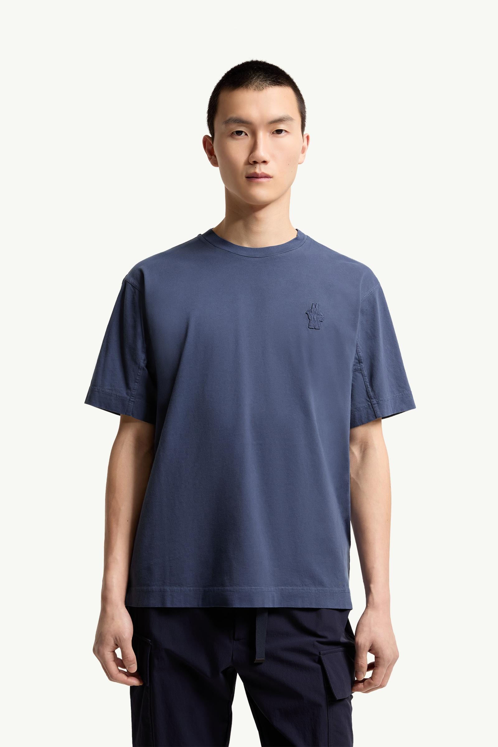 Moncler Logo Patch Cotton T-Shirt Navy Blue Navy Blue