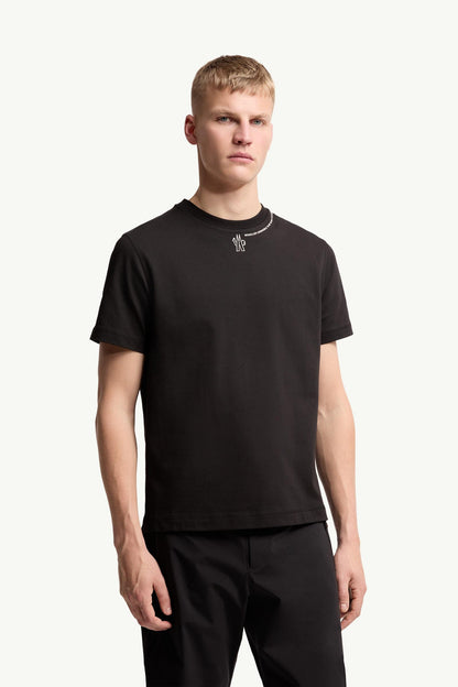 Moncler Logo Cotton T-Shirt Black Black