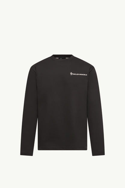 Moncler Logo Long Sleeve Cotton T-Shirt Black Black