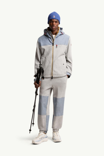 Moncler Cotton & Chambray Zip-Up Sweatshirt Grey Grey