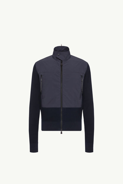 Moncler Padded Zip-Up Cotton Cardigan Navy Blue Navy Blue