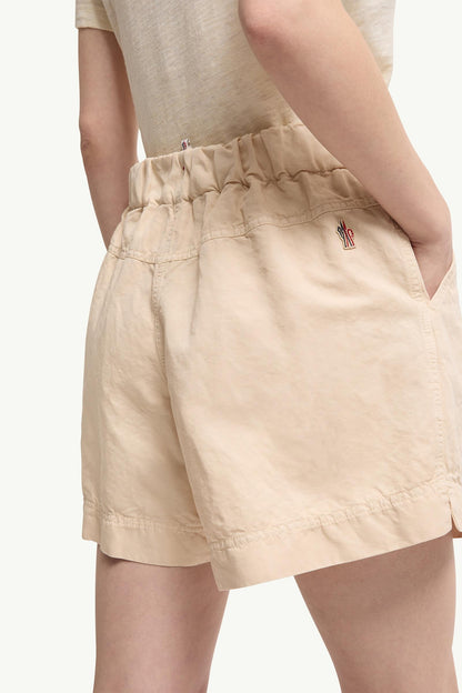 Moncler Cotton & Linen Blend Shorts Light Beige Light Beige