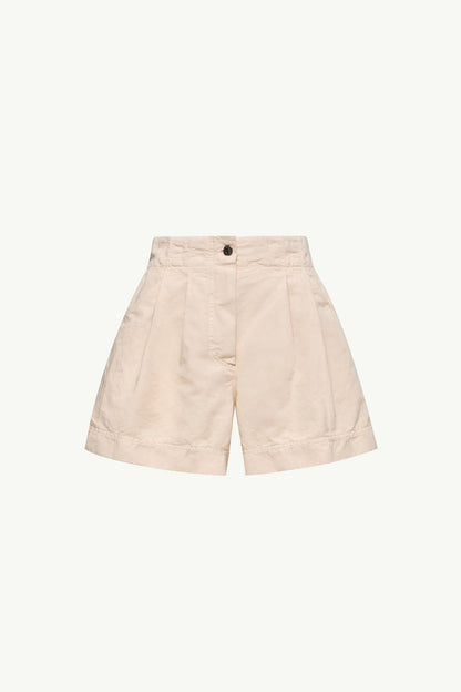 Moncler Cotton & Linen Blend Shorts Light Beige Light Beige