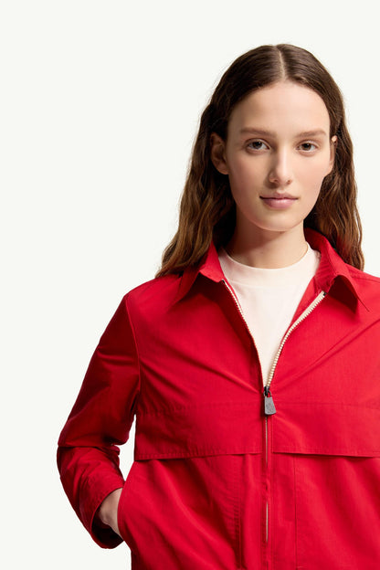 Moncler Technical Froissé Long Sleeve Shirt Red Red