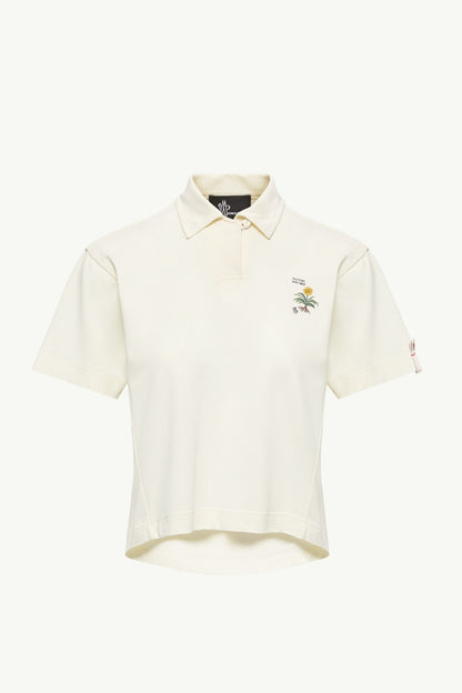 Moncler Embroidered Botanical Motif Polo Shirt White White
