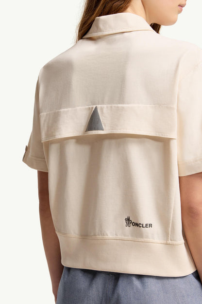 Moncler Logo Patch Cotton Polo Shirt White White