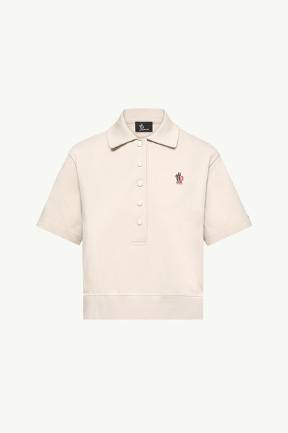 Moncler Logo Patch Cotton Polo Shirt White White