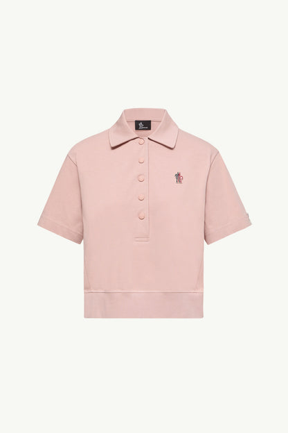 Moncler Logo Patch Cotton Polo Shirt Pink Pink