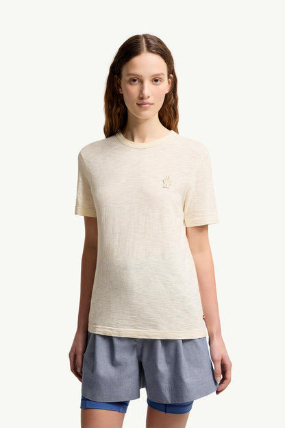 Moncler Logo Patch Cotton T-Shirt White Ivory White Ivory