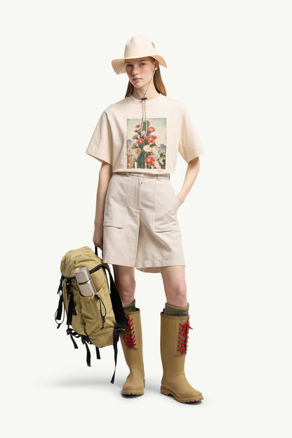 Moncler Landscape Print Cotton T-Shirt White White