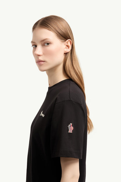 Moncler Logo Cotton T-Shirt Black Black