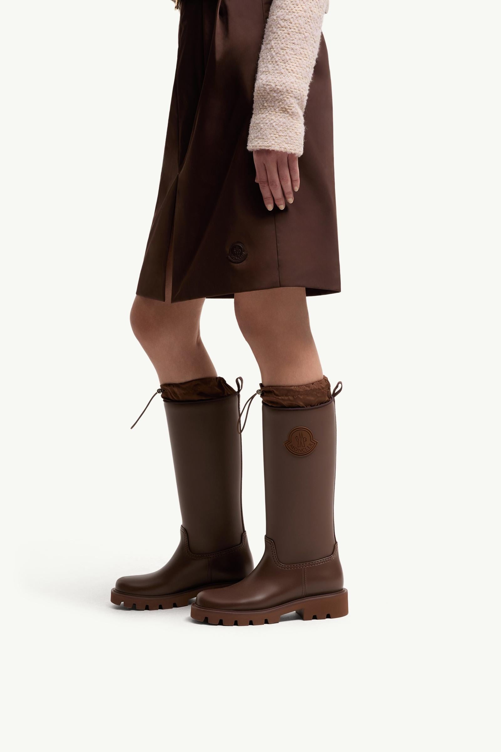 Moncler Kickstream High Rain Boots Brown
