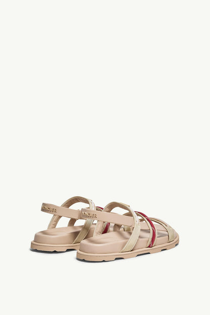 Moncler Vera Isla Leather Sandals Light Beige
