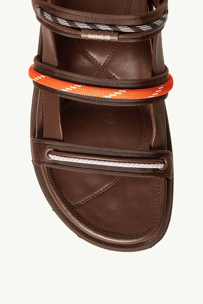 Moncler Vera Isla Leather Sandals Brown